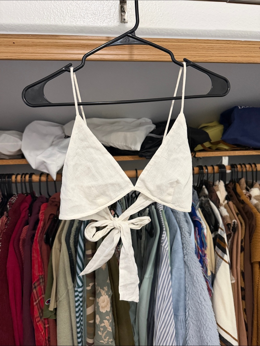 Free People White Linen Tie-Back Crop Top
